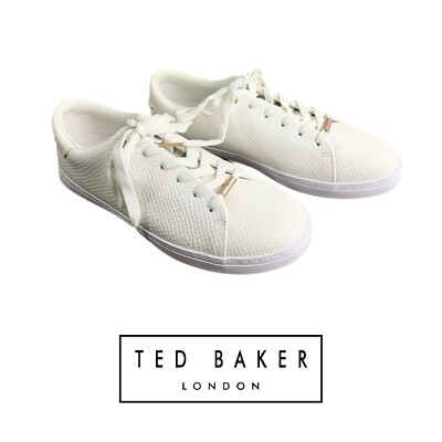 NEW TED BAKER Imitation Snake slim sole trainer in White Size 40