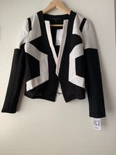 knit full sleeve Black White blazer jacket women