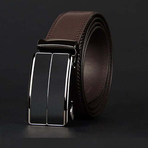 OSKA Men’s Belt Genuine Cow Leather Automatic Ratchet Buckle Brown - Gift Box - Picture 6 of 10