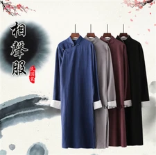 Men's Wing Chun Robe Cheongsam Tai chi Kung Fu Suit Martial Arts Cotton Uniforms