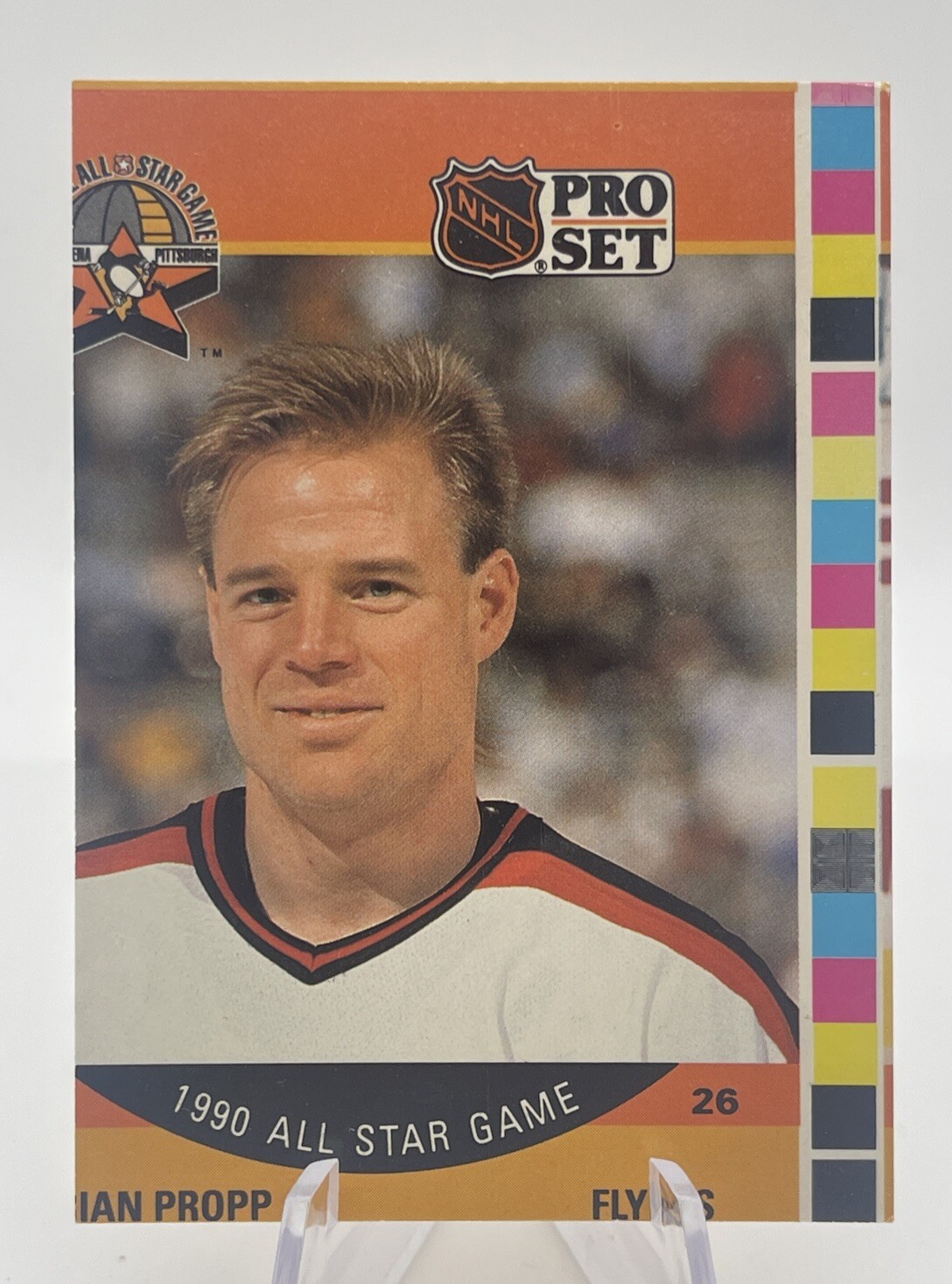 1990-91 ProSet #360 Brian Propp Miscut Error with Color Key on Right Edge RARE🔥