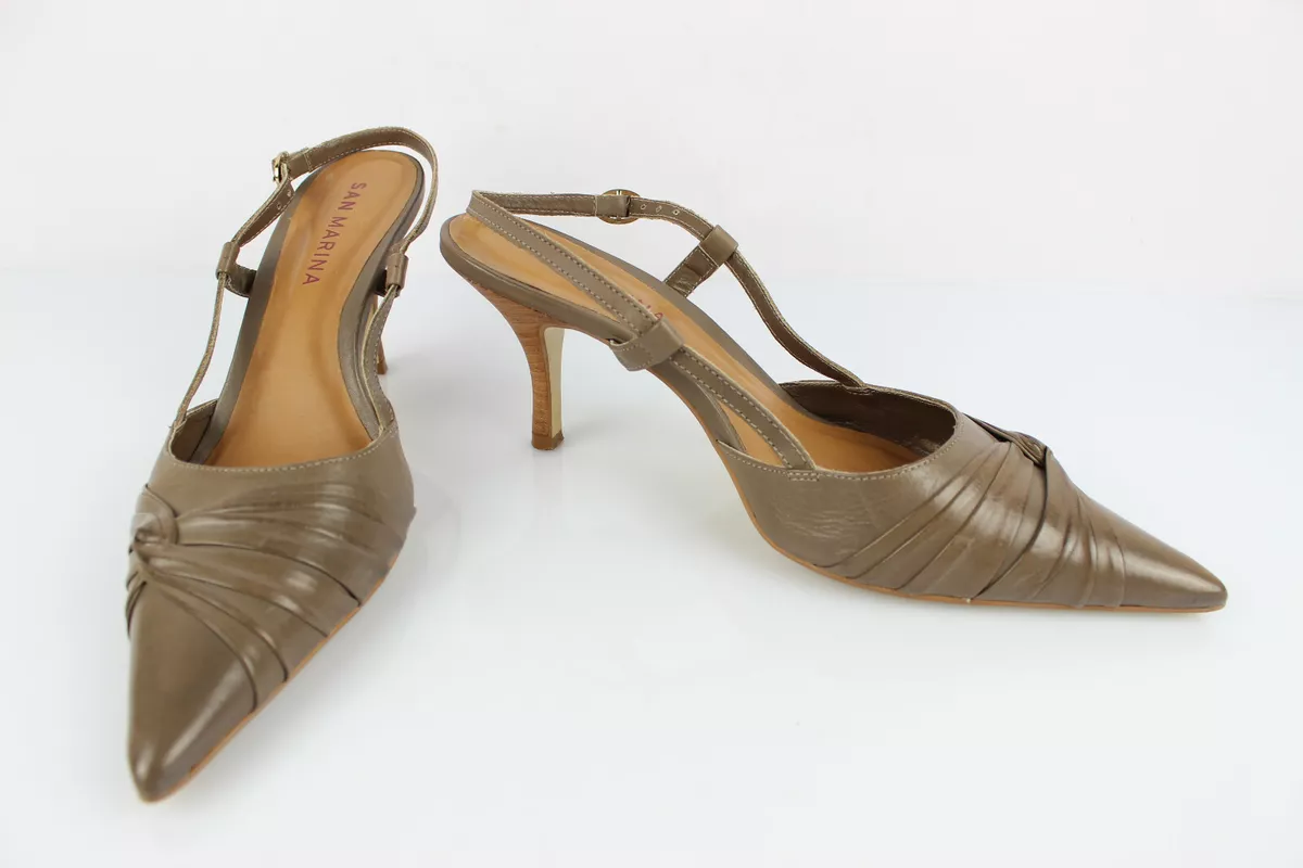 SAN MARINA Escarpins Ouverts Pointus Cuir Taupe T 41 Tr s bon tat