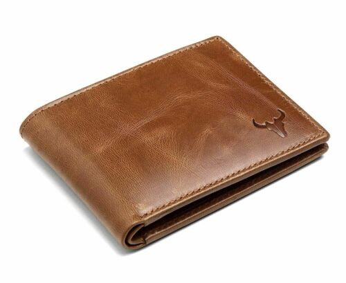 Portefeuilles pliants en cuir véritable pour hommes blocage RFID mince (PORTEFEUILLE MARRON HOMME++) - Photo 2/7