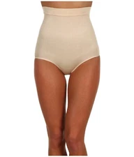 2 Maidenform Women  Control It Shiny Brief XL BEIGE NEW with pink stains