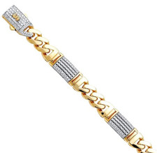 NEW 14K YELLOW GOLD 9.5MM HOLLOW FANCY MONACO BRACELET WITH LOCK