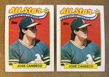 1989 Topps Baseball Jose Canseco All Star ERROR & Base #401 Oakland Athletics