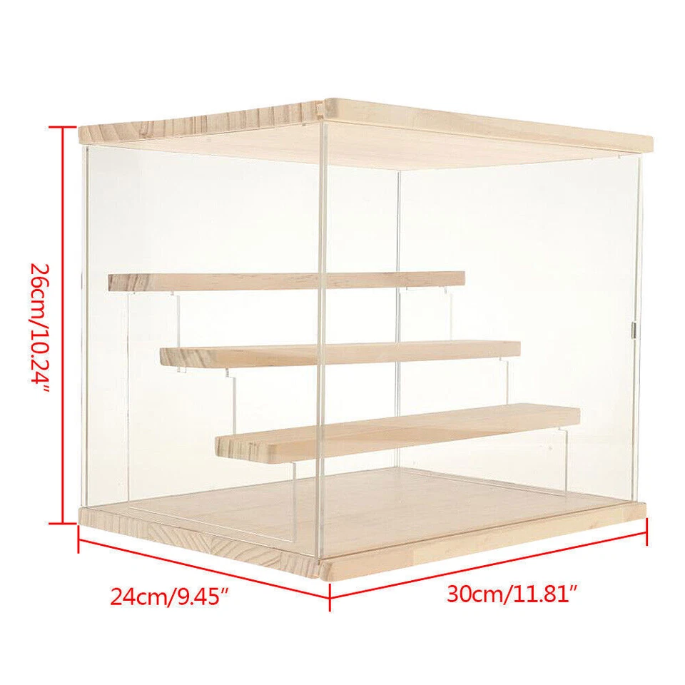 Clear Acrylic Display Case Countertop Box Organizer Stand Dustproof Showcase USA - Image 2 of 4