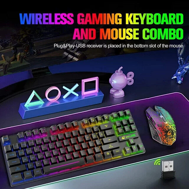 Wireless Keyboard and Mouse Set ,Mechanical Feel gaming keyboard ,Rechargeable - Image 2 of 4