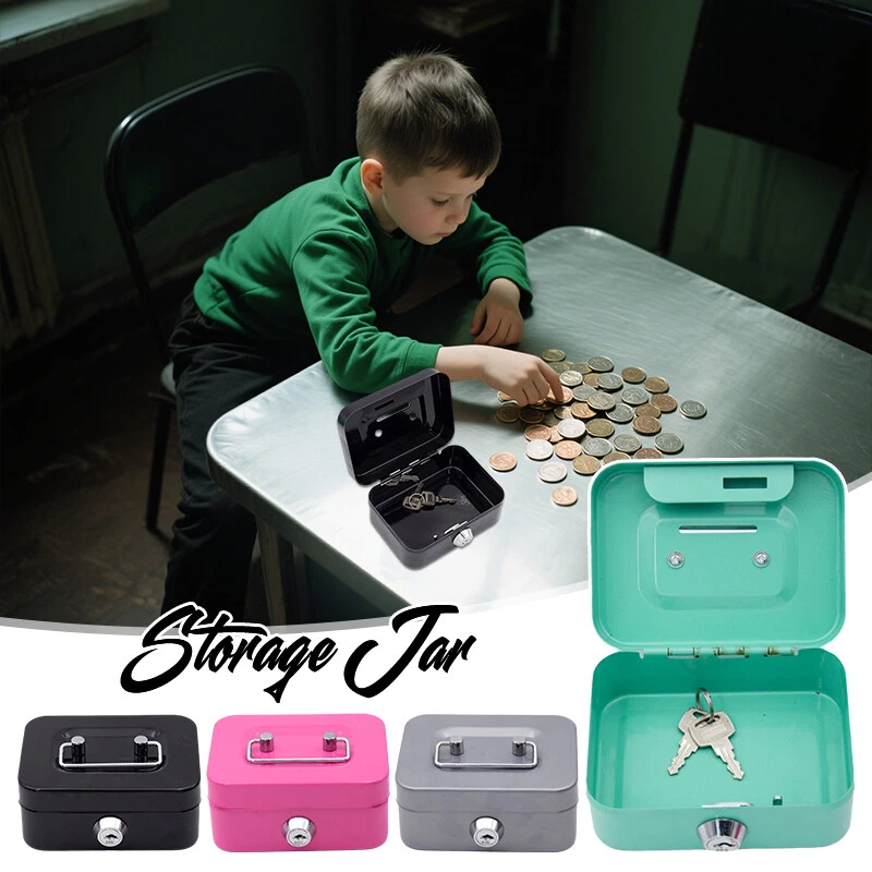 Key Lock Home Money Box Money Saving Box Portable Durable Small Storage Box - Image 3 of 4