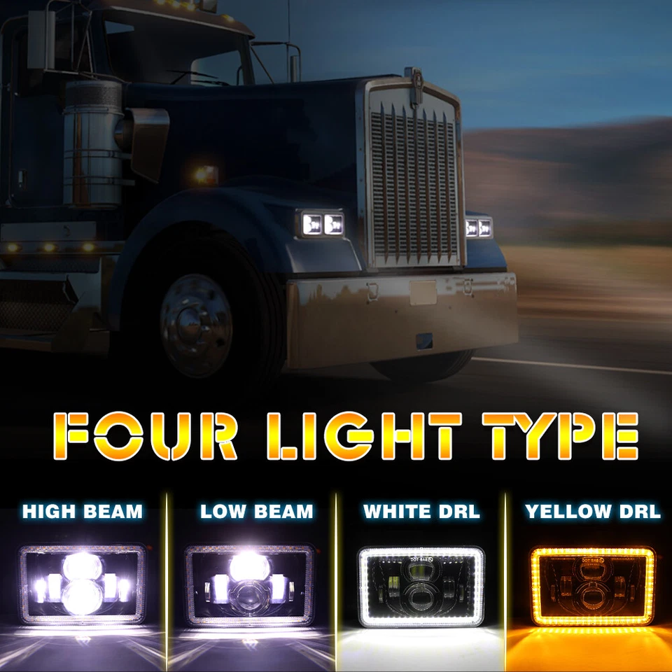 4x6 inch LED Headlight Projector High Low Sealed Beam For TW200 DT 125 RE Motor - Image 2 of 4