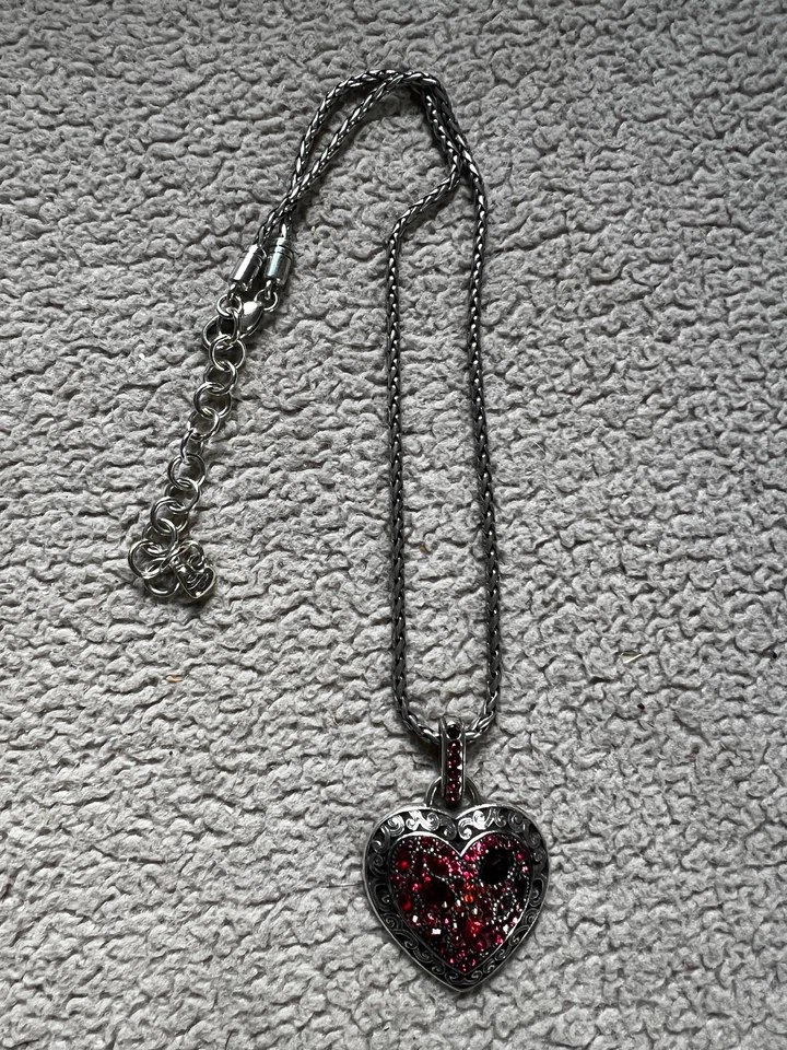 COLLAR CORAZÓN CRISTAL SWAROVSKI BRIGHTON VIAJE TONOS BAYAS ROJAS ✨VTG Foto 3 de 4
