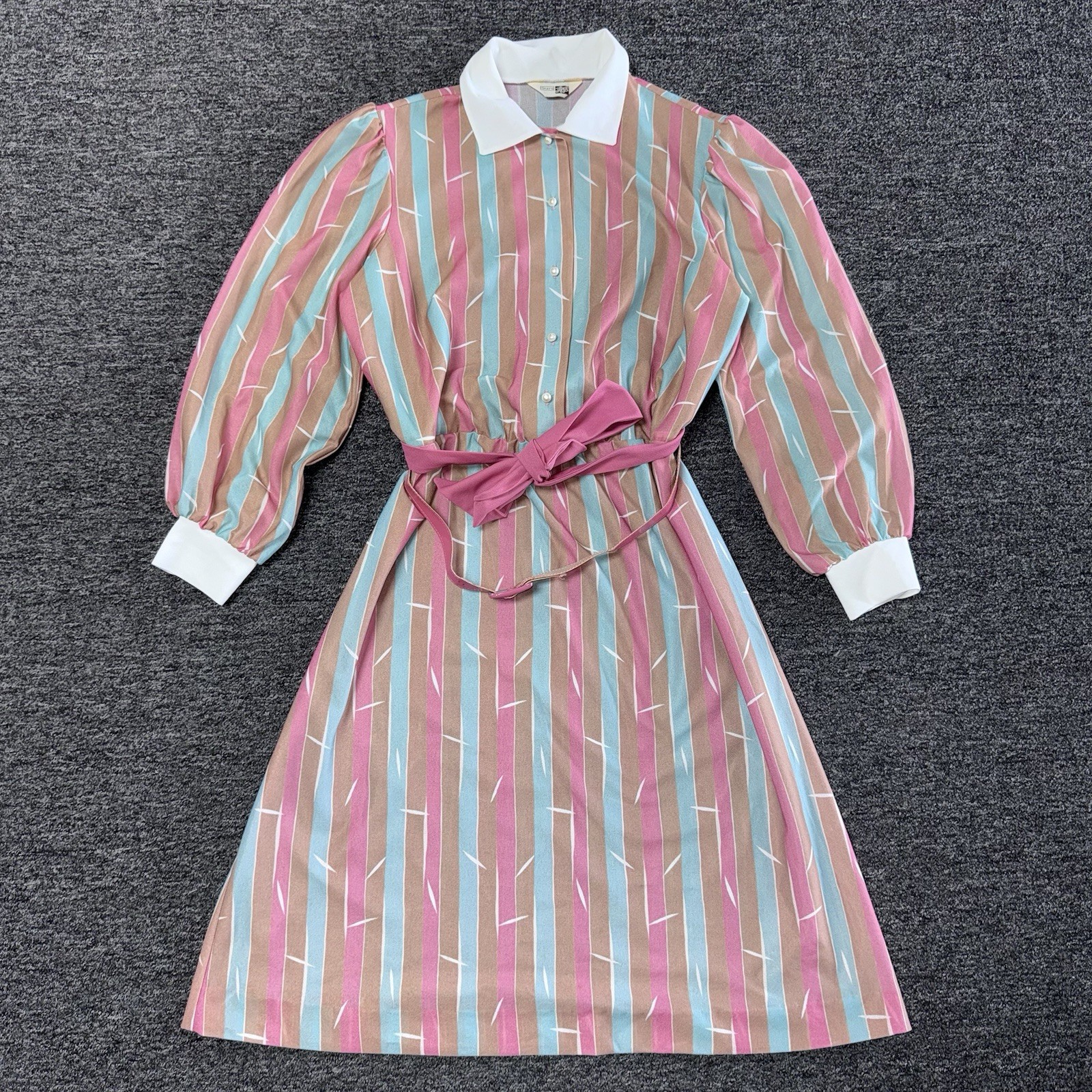 Vintage 60s Women’s Sears Pastel Multicolor Striped Midi Day Dress - Size M