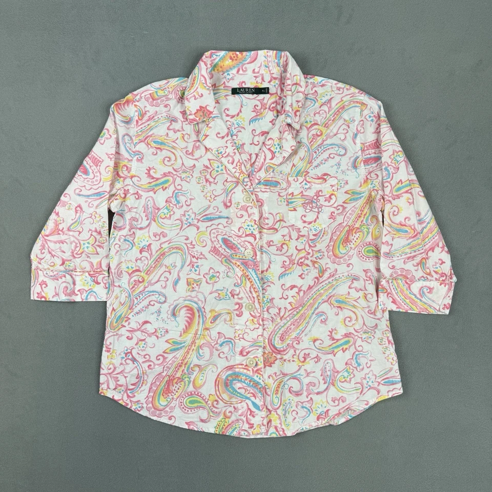 Lauren Ralph Lauren женский пижамный набор розовый пейсли RLL вышивка размер XL - Изображение 2 из 4