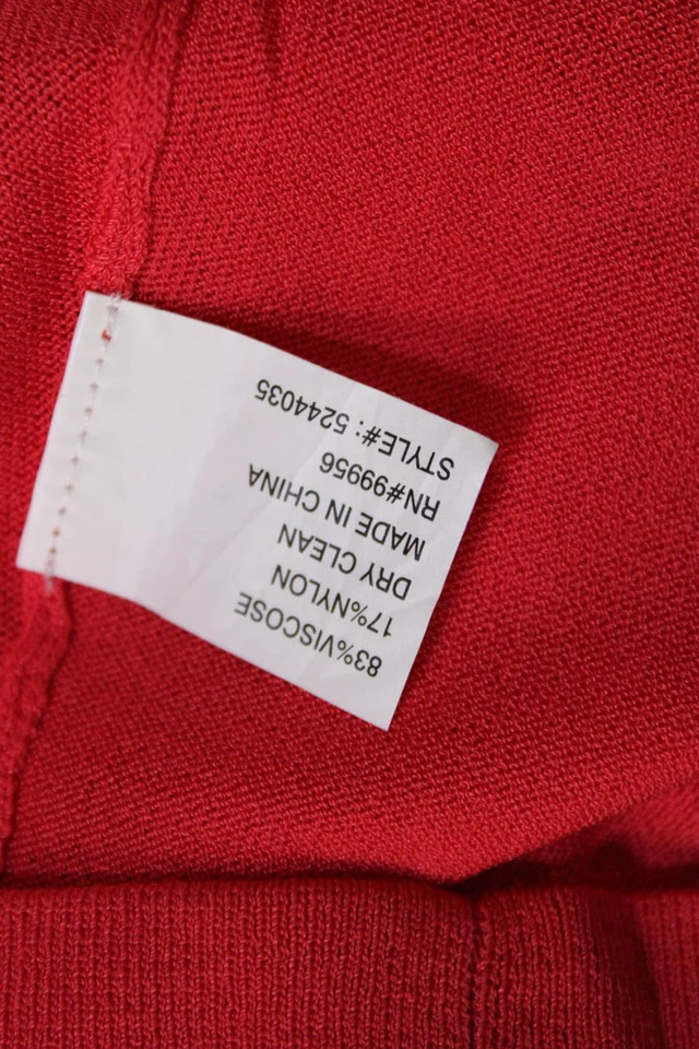 Top Shoshanna Mujer Texturizado Manga Larga Con Botones Informal Tejido Rojo Talla S Foto 4 de 4