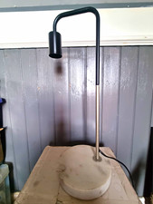 Modern Metal Table Lamp with Marble Base, LED E27 Word Bulb, Switch