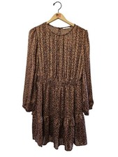 SAINSBURYS TU size 14 animal print dress sheer brown long sleeve NWT New