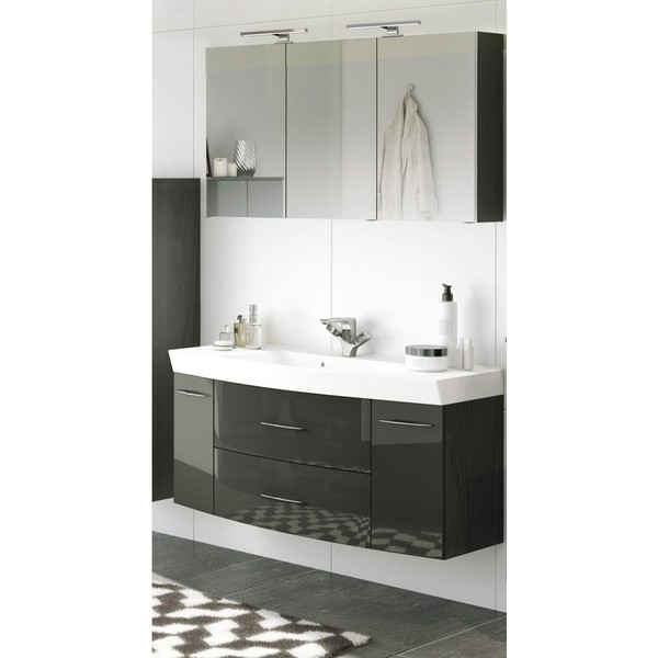 Badezimmer-MöBel Waschplatz Set Mit 120Cm Waschtisch Spiegelschrank GäSte Wc Bad-image