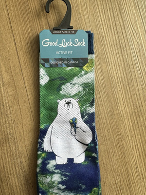 Good Luck Sock - Adult Global Warming Socks - Polar Bear - Shoe Size 8-13