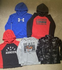 Lot Of Five Pieces Boys Under Armour Size 7-Three Hoodies Two LS Shirts