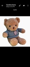 Brown Plush Teddy Bear Plush Bear with Blue Sweater Shield Patch Animal Theme