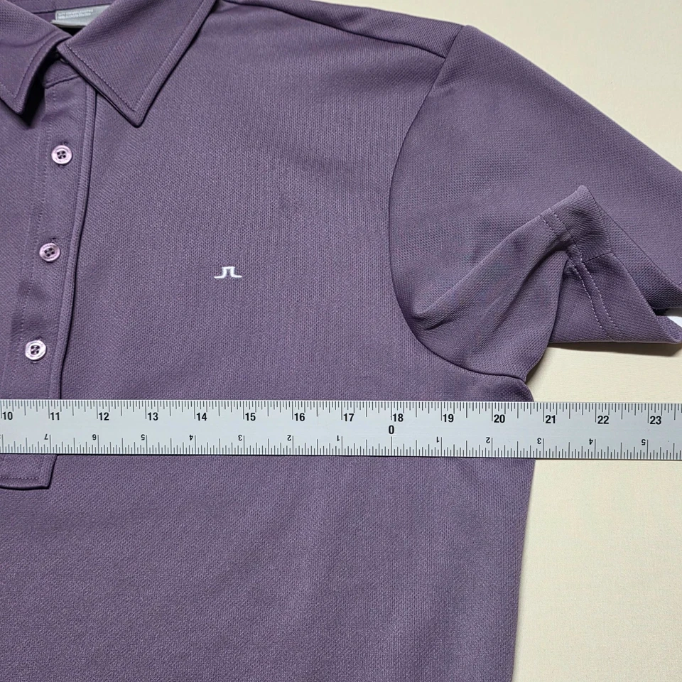 Camiseta polo de golf J Lindeberg para hombre talla mediana púrpura manga corta calce ajustado Foto 3 de 4