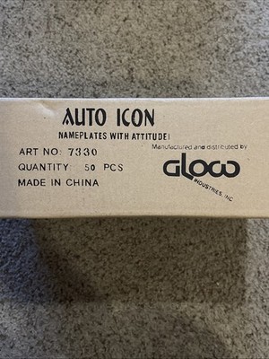 Auto Icon Nameplates With Attitude, Art No. 7330, Unopened Box, Total Of 50 Pcs