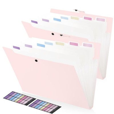 2 Pack Expanding File Folder Organizer with 8 Pockets, Accordion File Organizer