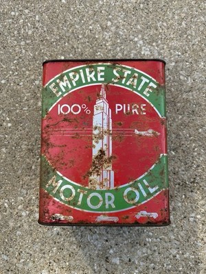 Empire State Vintage Motor Oil 2 Gallon Advertising Can Gas & Oil Red Green