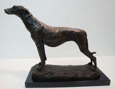 Statue Dog Greyhound Wildlife Art Deco Style Art Nouveau Style Bronze Signed Scu