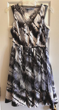 Simply Vera Vera Wang Sleeveless Dress Black White Abstract Print Women’s Small