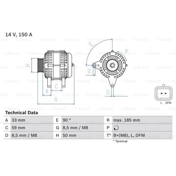 Bosch Generator Lichtmaschine 150A 14V FüR Opel Movano Pritsche/Fahrgestell-image
