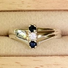 Vintage Avon Sterling Silver 925 Sapphire CZ Three Stone Vertical Ring Size 10 B