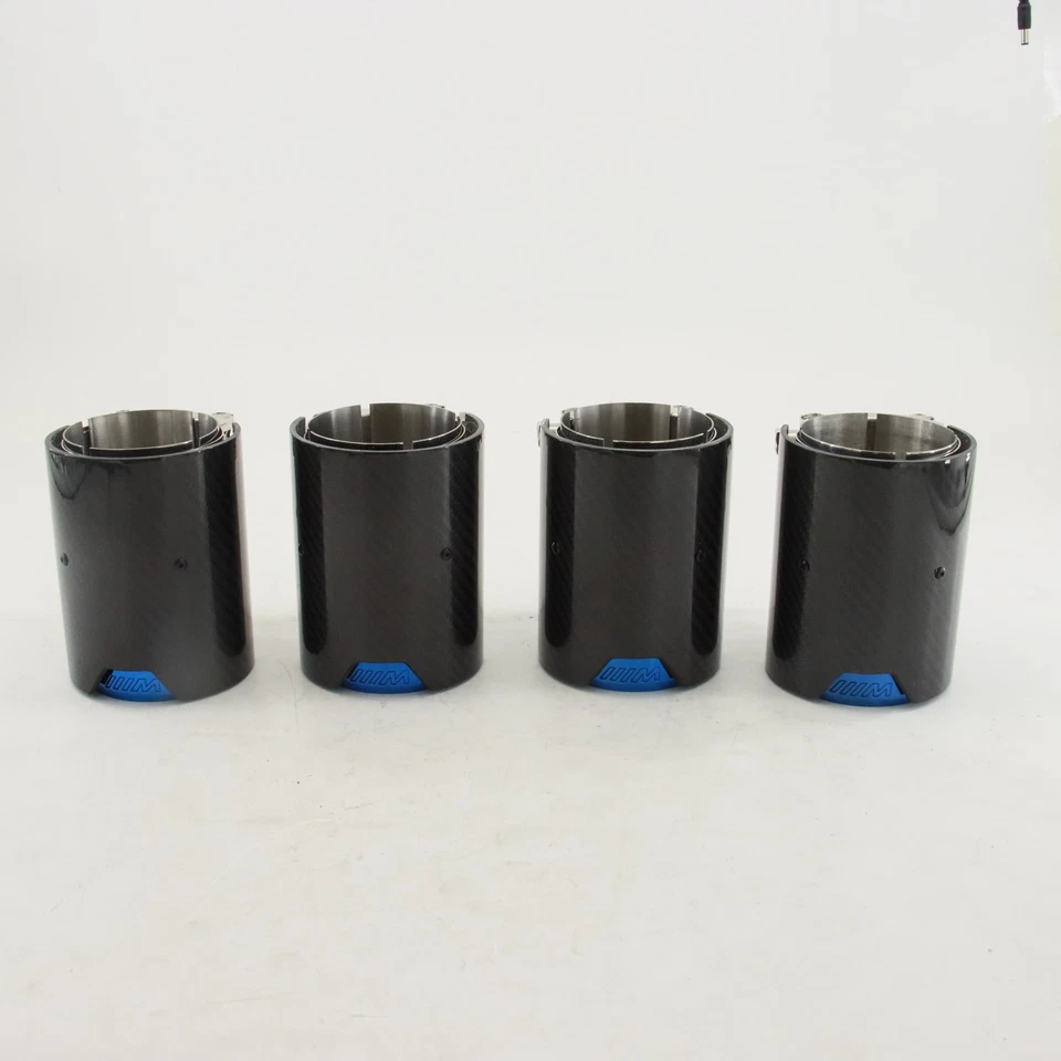4PCS 15-19 BMW F80 M3 F82 M4 70MM Carbon Fiber Stainless Steel Tip Blue US - Image 3 of 4