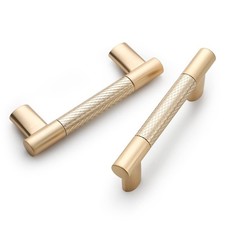 10 Pack 3 Inch 76mm Knurled Brushed Brass Cabinet Handles,Gold Cabinet Pulls...