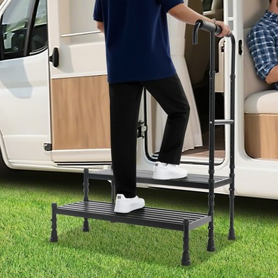 Step Stool with Handle, Adult Ramp with Handrail, Metal Stepping Stool