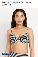 Old Navy Black White StripeBikini Bathing Suit Top 3X Textured Underwire Bra