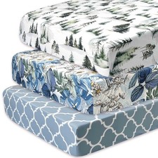 3 Pack Soft Floral Crib Sheets for Baby Girls, 28'' X 52'' Fitted Crib Sheets...