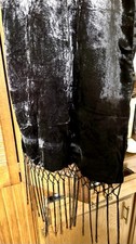 Elegant Black Velvet Satin Evening Wrap 78 x 18 Shawl Hand Knotted Fringe