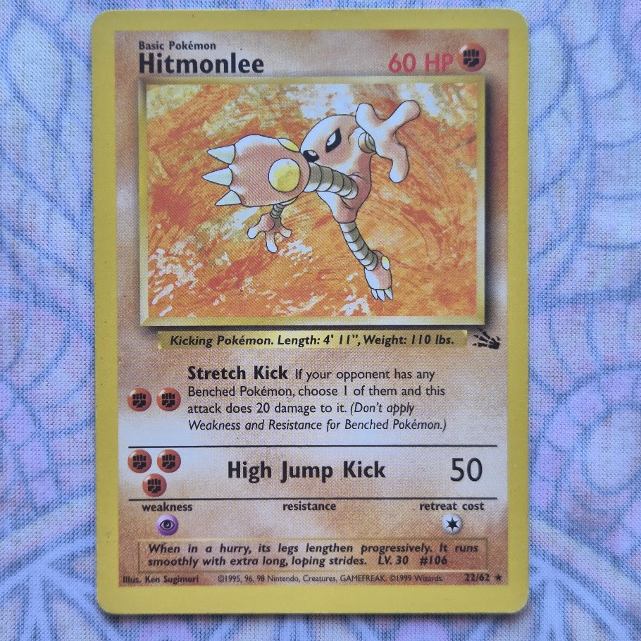 Pokemon Card Hitmonlee 22/62 Fossil Set Non Holo Rare WOTC LP