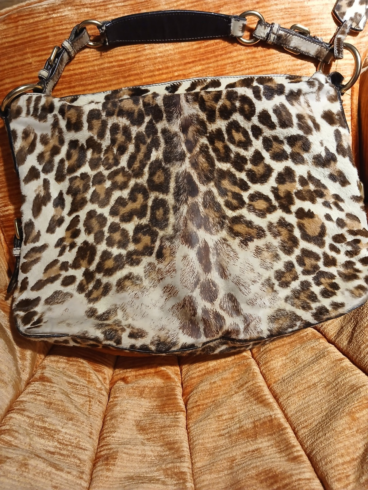 Prada shoulder bag made of pony hair with leopard print design thumbnail 7