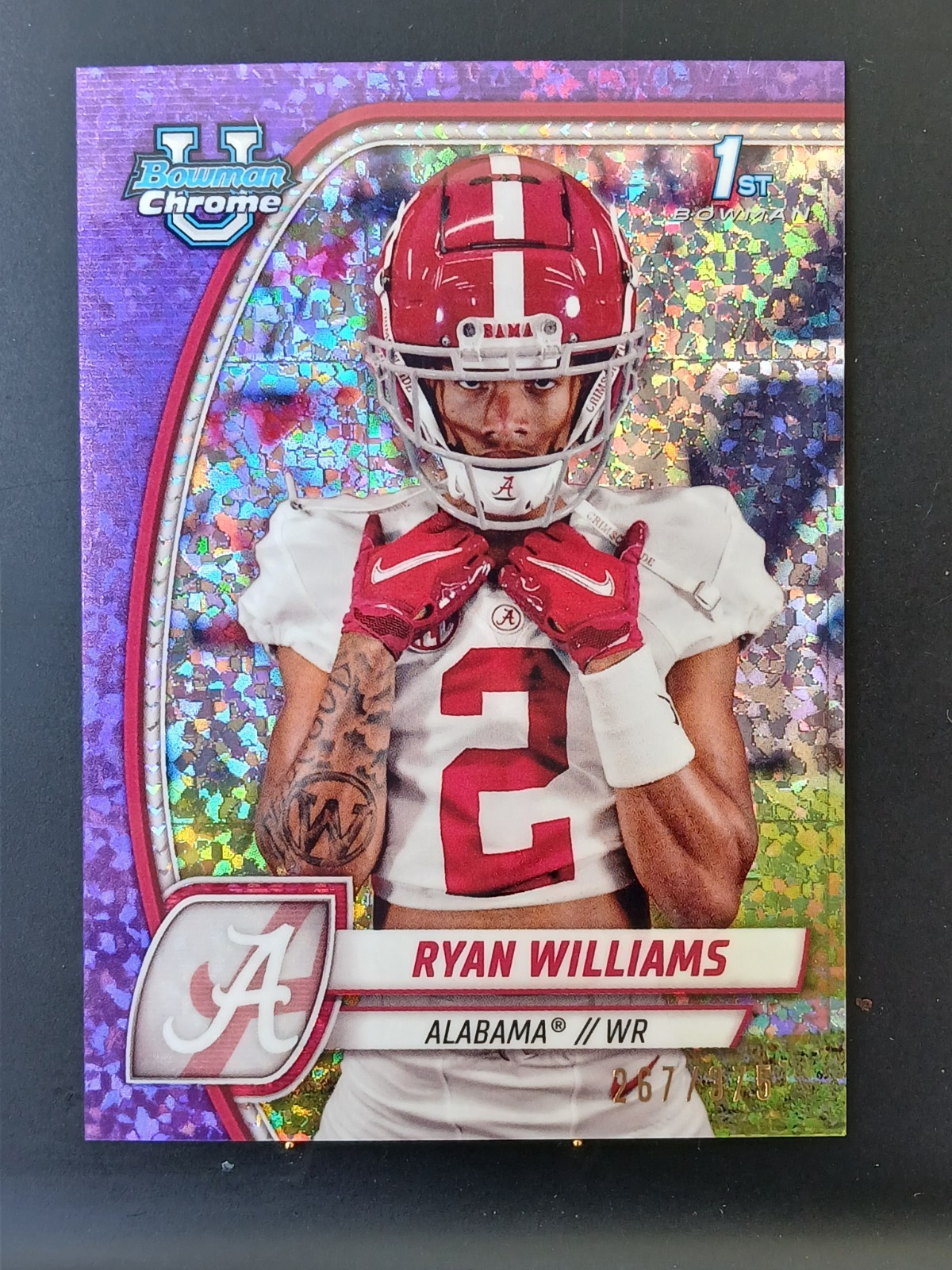 2024 Bowman U Chrome Ryan Williams Purple Mini Diamond /375 RC Alabama