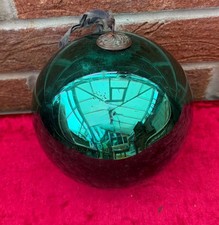 Witch Ball Antique Christmas Ornament Green Mercury Glass Handblown. French