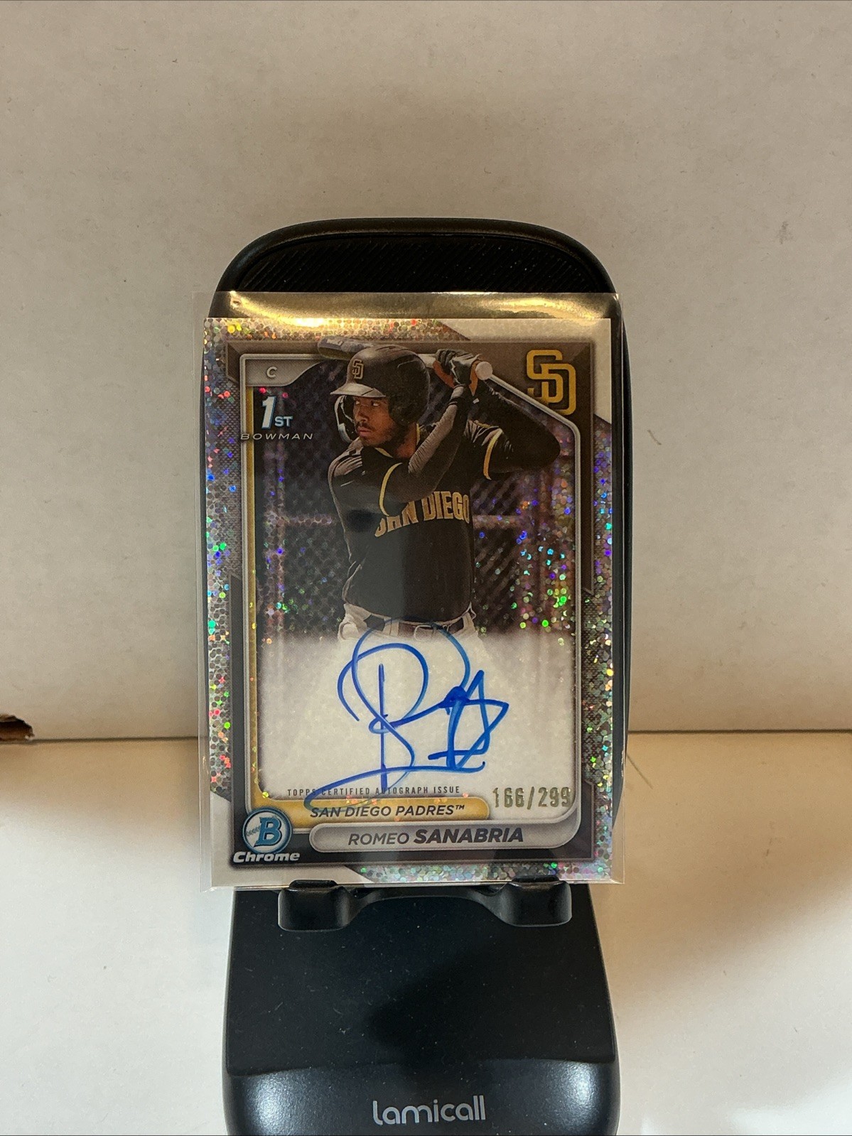 2024 Bowman Chrome Romeo Sanabria CPA-RS Auto Speckle Refractor /299 Padres A18