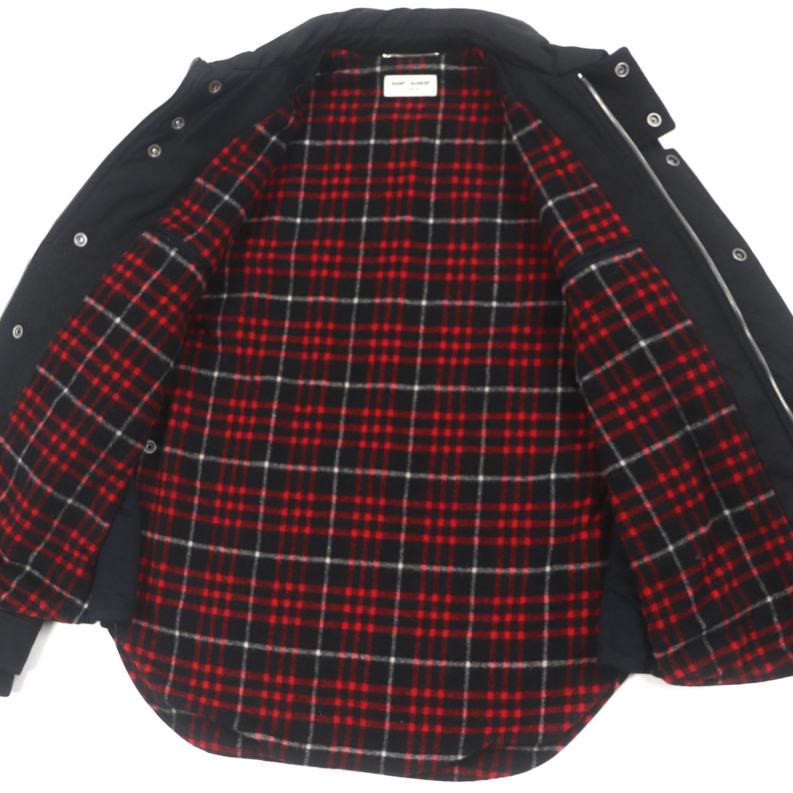 Giacca Saint Laurent Paris 486134 fodera check toppa gomito imbottita doppia zip 44