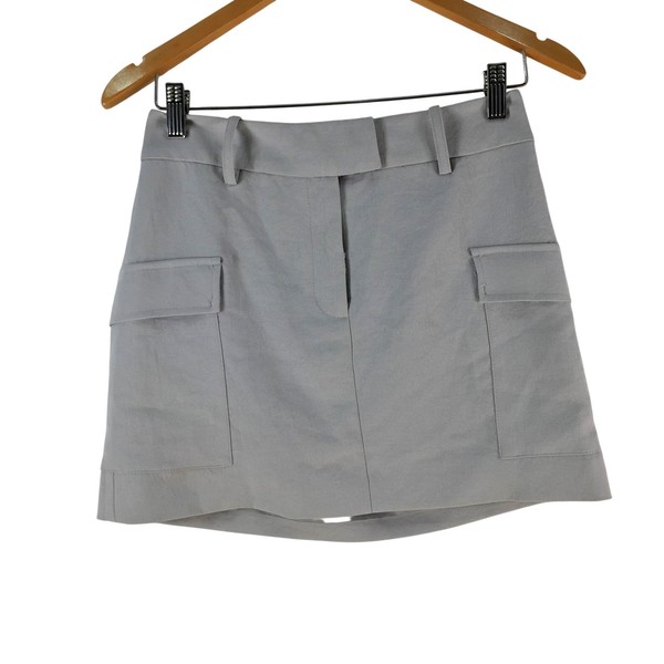 Kookai Skirt Womens 6 Grey Cargo Mini Belt Loops Pockets Utility Lined 129176