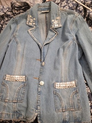 Denim Jacket Rhinestones +Free Silver TopWomens 14 Long Sleeve ''Razza A Ma tazz''