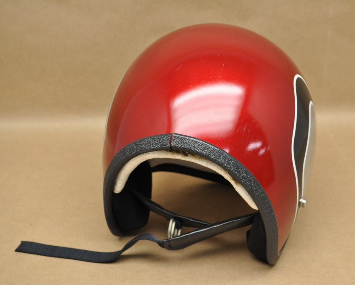 Vintage Buco 1977 Motorcycle Helmet Red Gray White Stripe Adult L