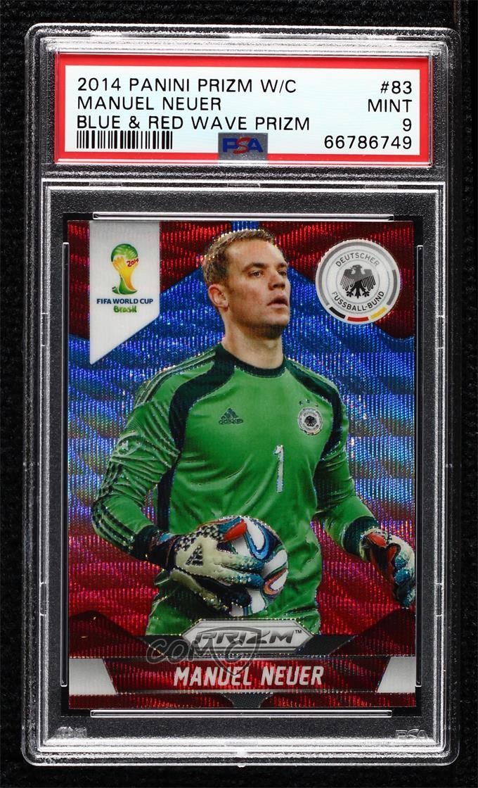 2014 Panini Prizm World Cup Blue & Red Wave Manuel Neuer #83 PSA 9 MINT 08c9