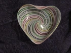 Vintage Murano Zanfirico Latticino Rainbow Glass Heart Trinket Dish 4 7/8 in