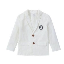 Petit Clair Seersucker Emblem Blazer Size 10 Boys White